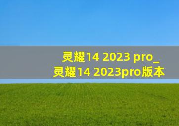 灵耀14 2023 pro_灵耀14 2023pro版本